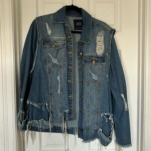 Zara Distressed Patchwork Jean Jacket